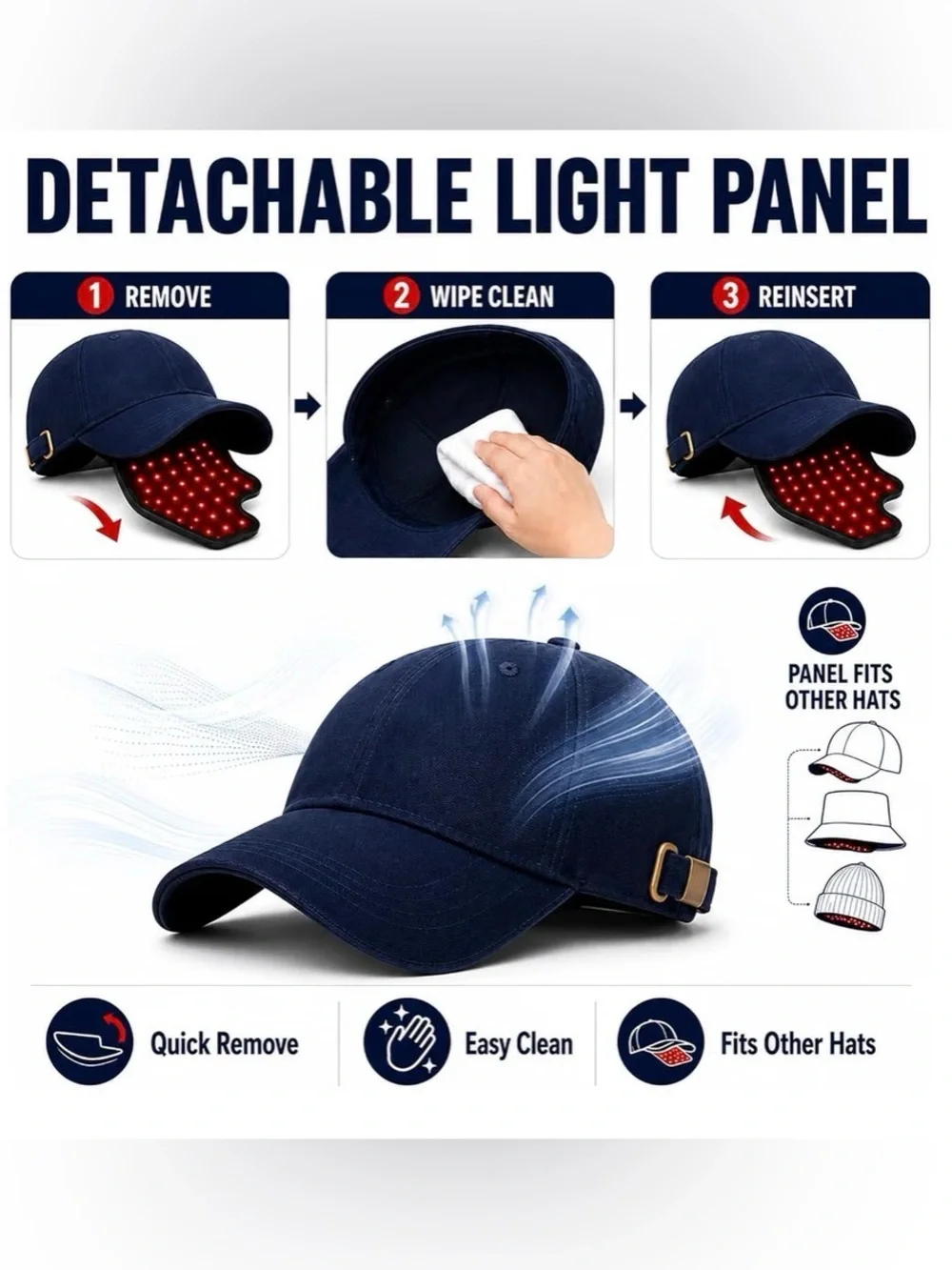 Red Light Therapy Hair Growth Cap – 650nm LLLT, Rechargeable,Blue Hair Growth